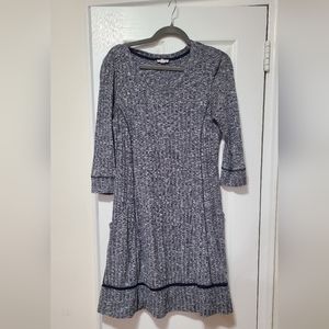 PRICE NEGOTIABLE: Blue and white thin knit sweater dress with pockets